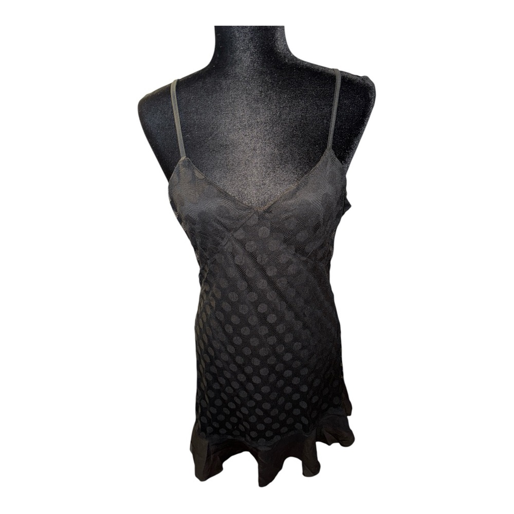 🔥 $95 Leola Couture Women's Spaghetti Strapped Mesh Slip Lace Lined Dress Sz M